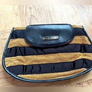 Juicy Couture leather and straw clutch